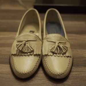 Cream 9.5 BALLY Hilo Deerskin Leather Tassel Loafers Shoes ITALY